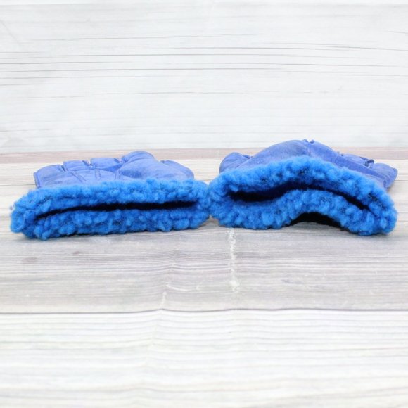 *Womens Blue Suede Polyester Lined Gloves Size M - Picture 3 of 8